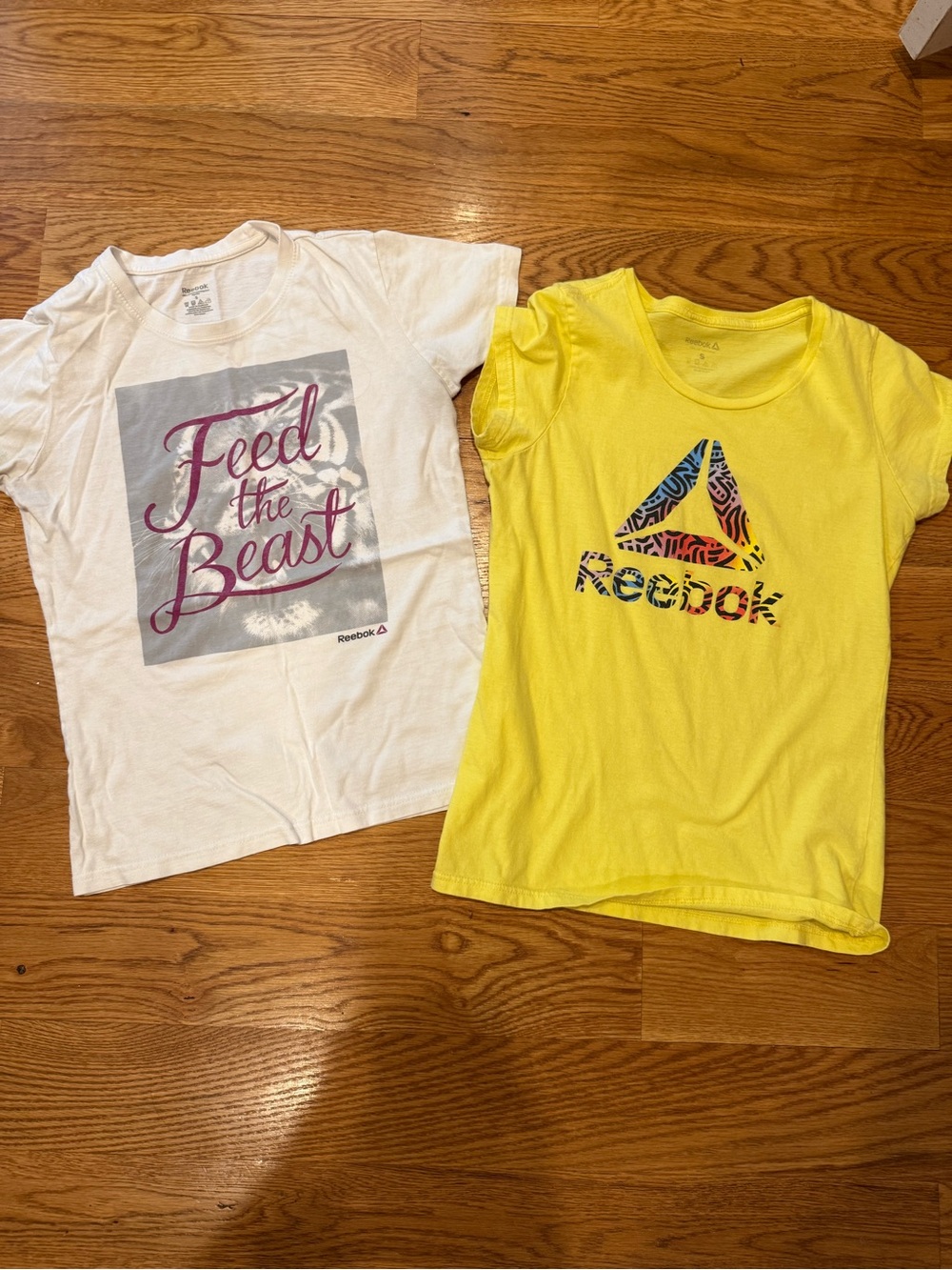 Reebok Yellow Short Sleeve Logo Tee with Colorful Graphic
